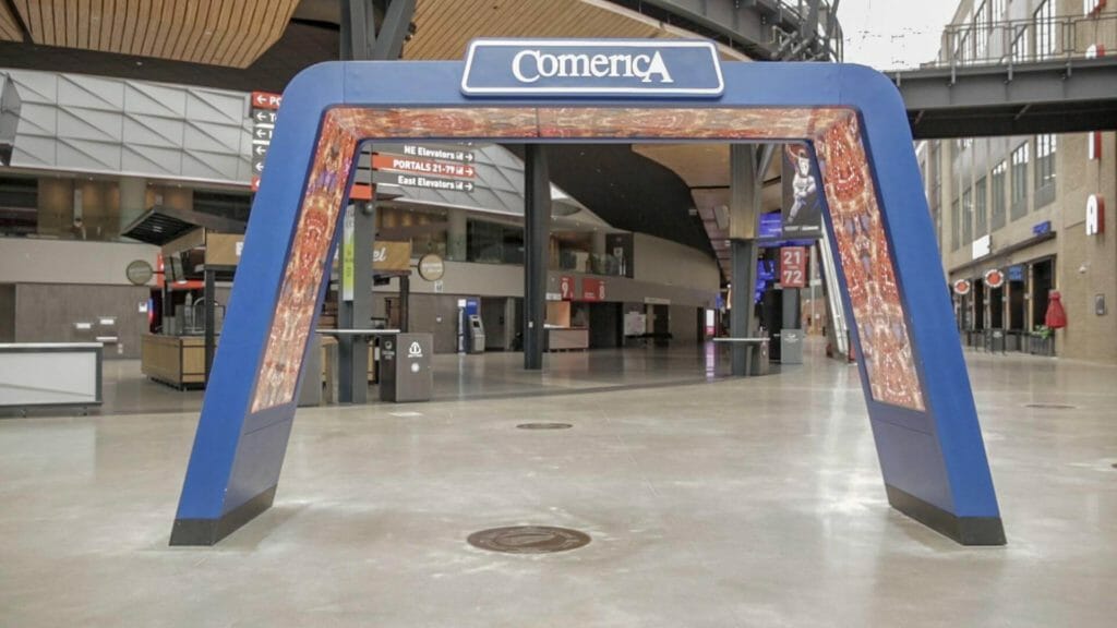 Sports sponsorship activation example in Little Caesars Arena.