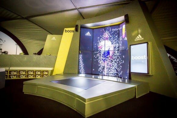 Adidas Boost your selfie branded experiential marketing campaign stage