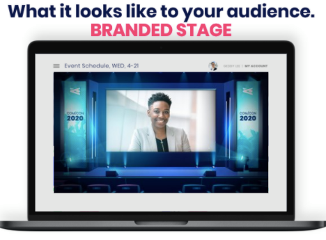 Branded Stage for you Keynote Speaker at a Virtual Conference
